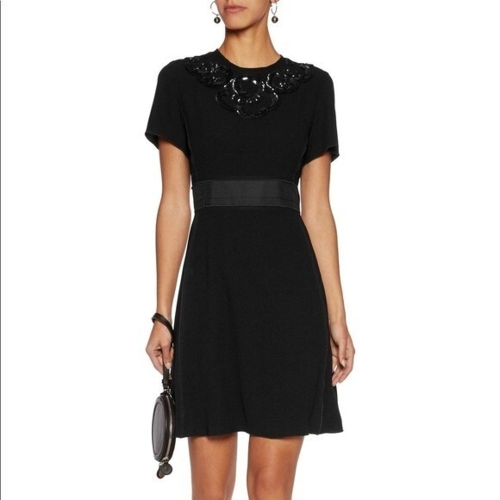 Marc by Marc Jacobs Black 'Katia' Sequined Crepe Dress Short Sleeve A Line 4 NWT